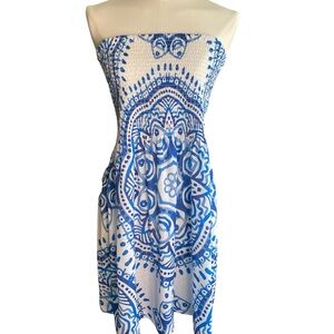 ***SOLD***VENUS Strapless Mini Blue/White Summer Dress Size Medium